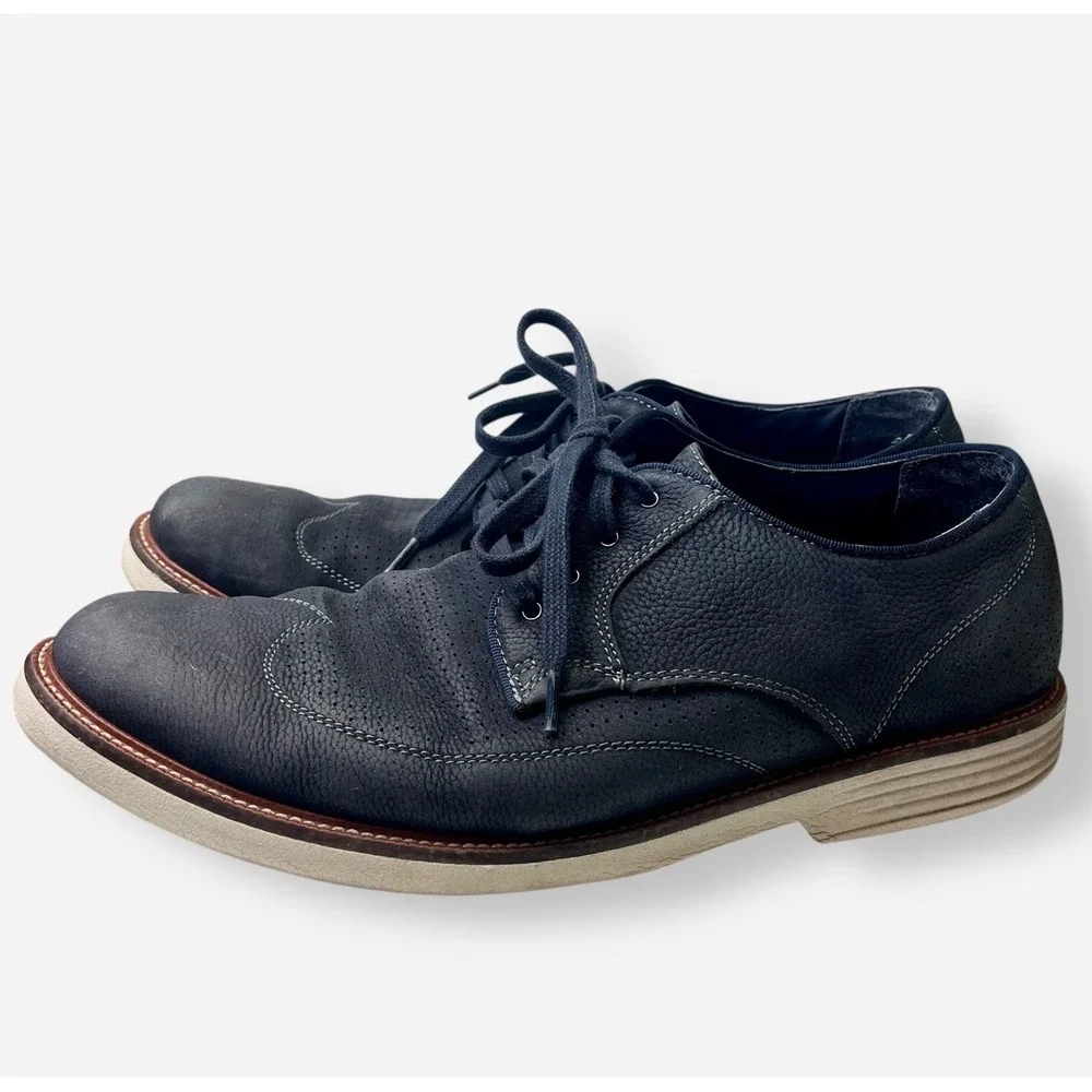 Johnston & Murphy Wingtip Oxford Dress Shoes Mens 10.5 Blue Nubuck Leather 10869